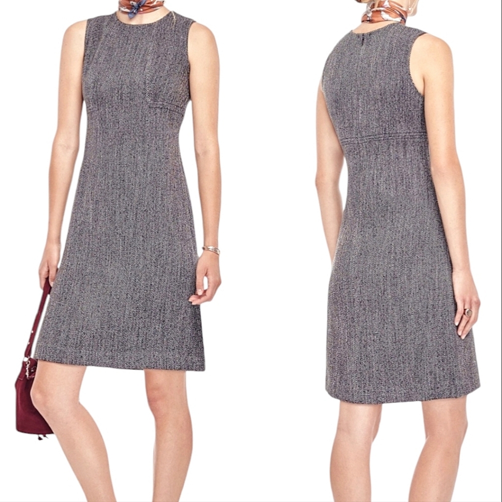 Ann Taylor Gray Textured Sleeveless Midi Dress